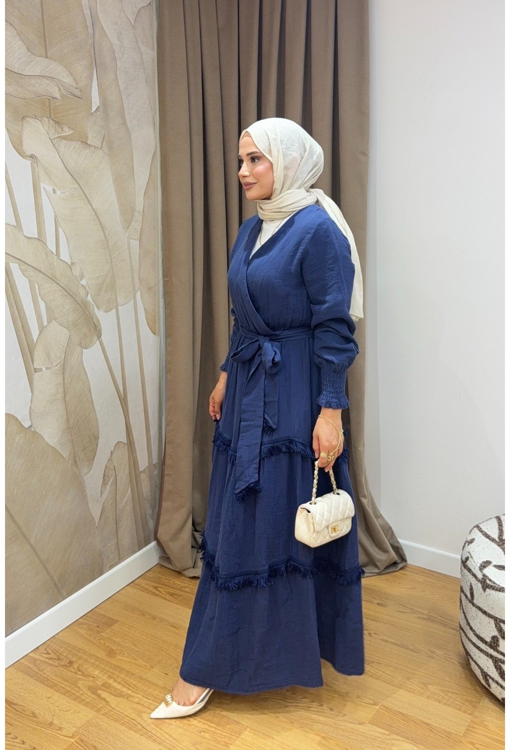 Salisburys Molly Nelly Kadın Püsküllü Muslin Kuşaklı Elbise görsel 6