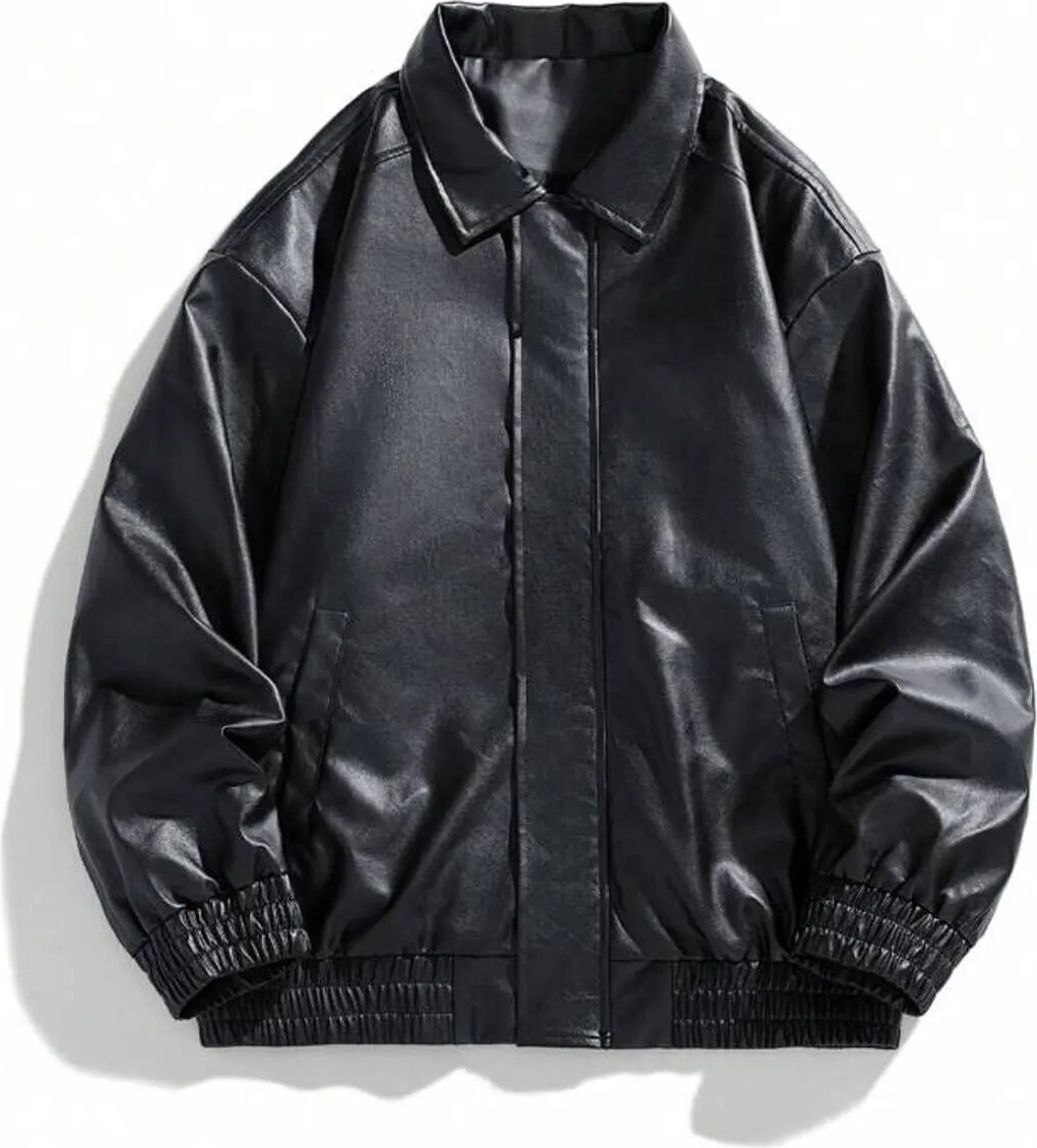 Çerme Vintage Erkek Oversize Siyah Deri Ceket görsel 3