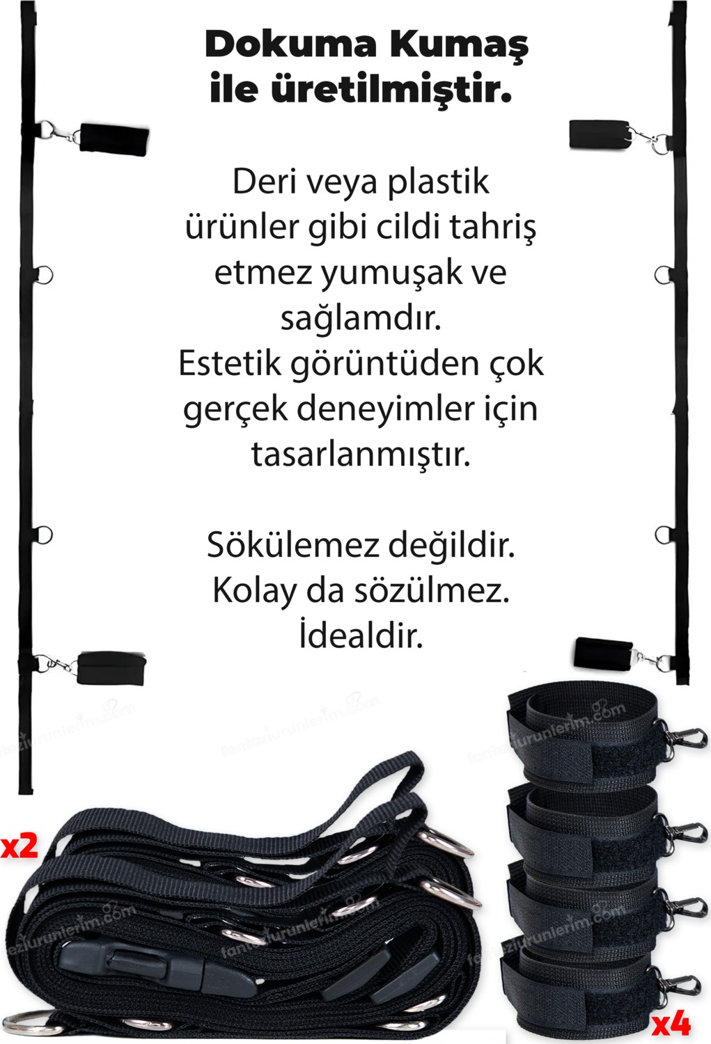 Heleni Bdsm Fantazi Kelepçe Seti, Yatak Sabitleme Esaret Takımı, Çiftlere Özel Sex Oyuncağı - Kırmızı görsel 8