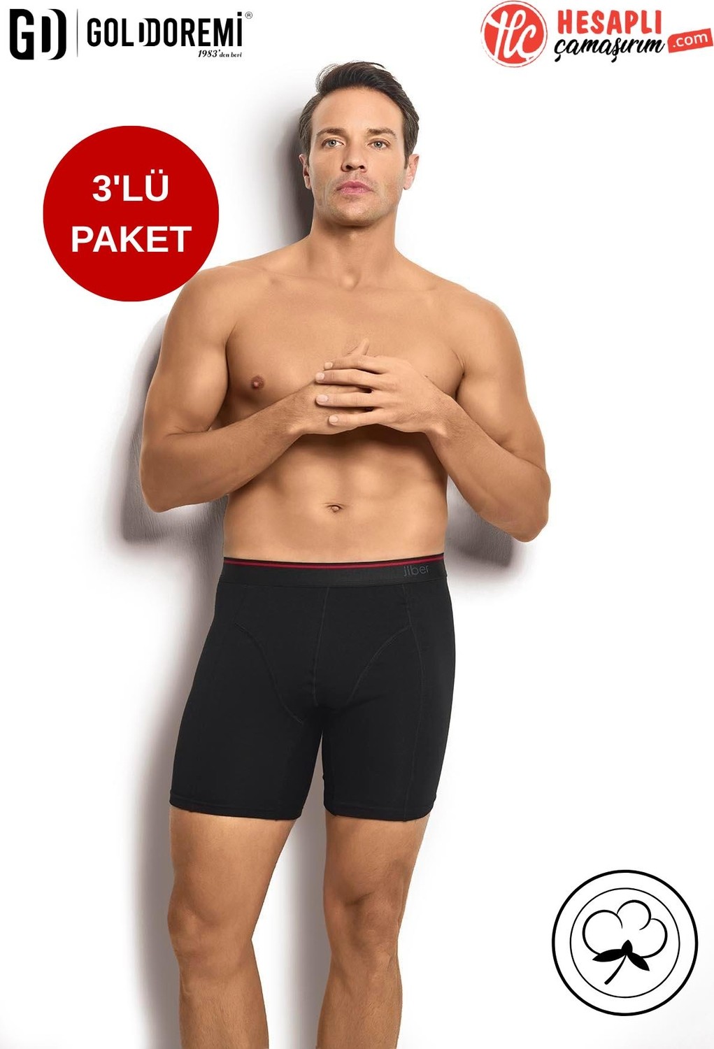 Jiber Erkek Premium 3'lü Katlama Yapmaz Pamuklu Likralı Esnek Çok Rahat Uzun Boxer