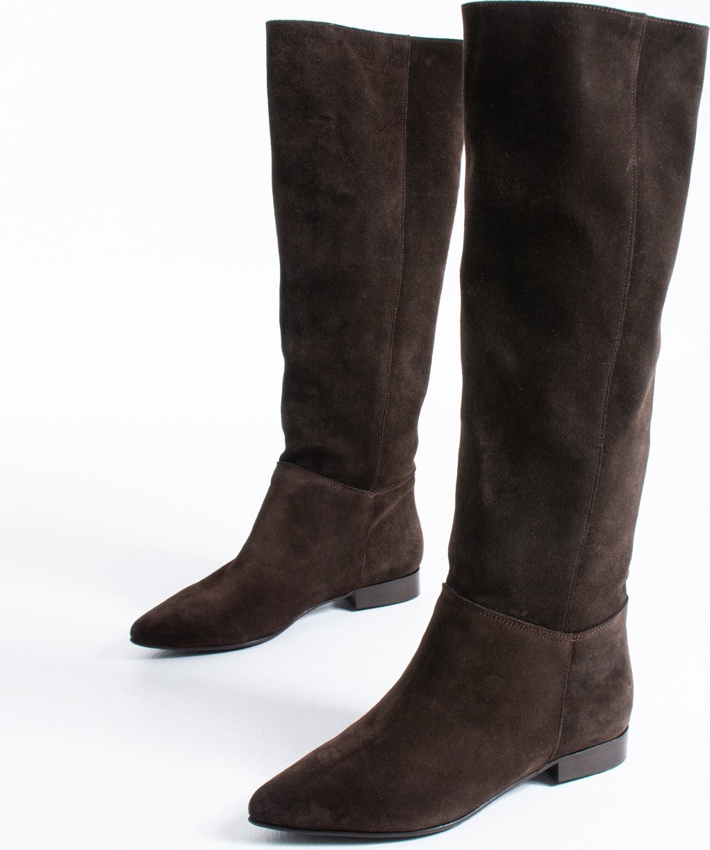 Duxal Shoes May Kadın Acıkahve Hakiki Deri Süet Fermuarsız Diz Altı Çizme görsel 3