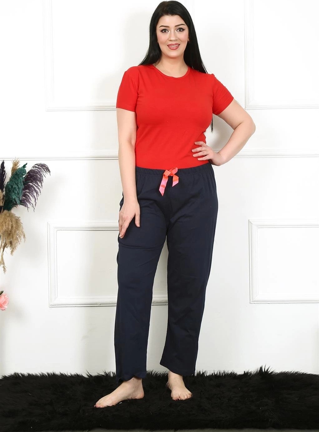 mery Kadın Pamuklu Büyük Beden Alt Pijama Lacivert Mery görsel 3