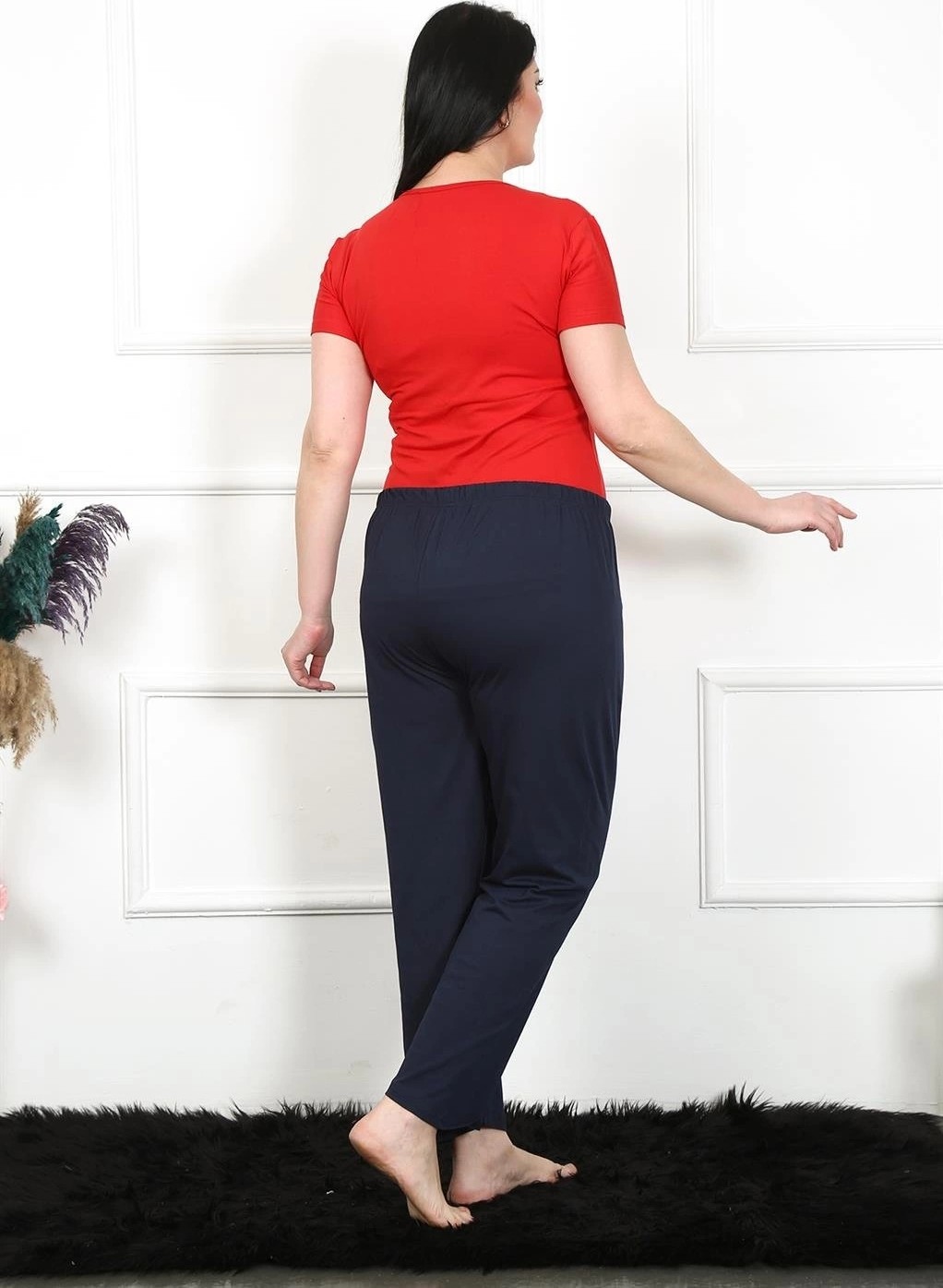 mery Kadın Pamuklu Büyük Beden Alt Pijama Lacivert Mery görsel 5