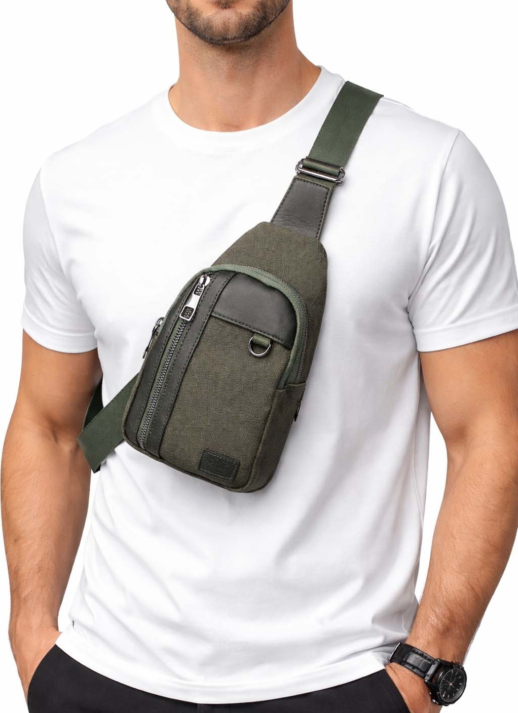 Derise Club Erkek Siyah Çift Kol Kanvas Çapraz Omuz Çantası Body Bag Çanta Göğüs Çantası