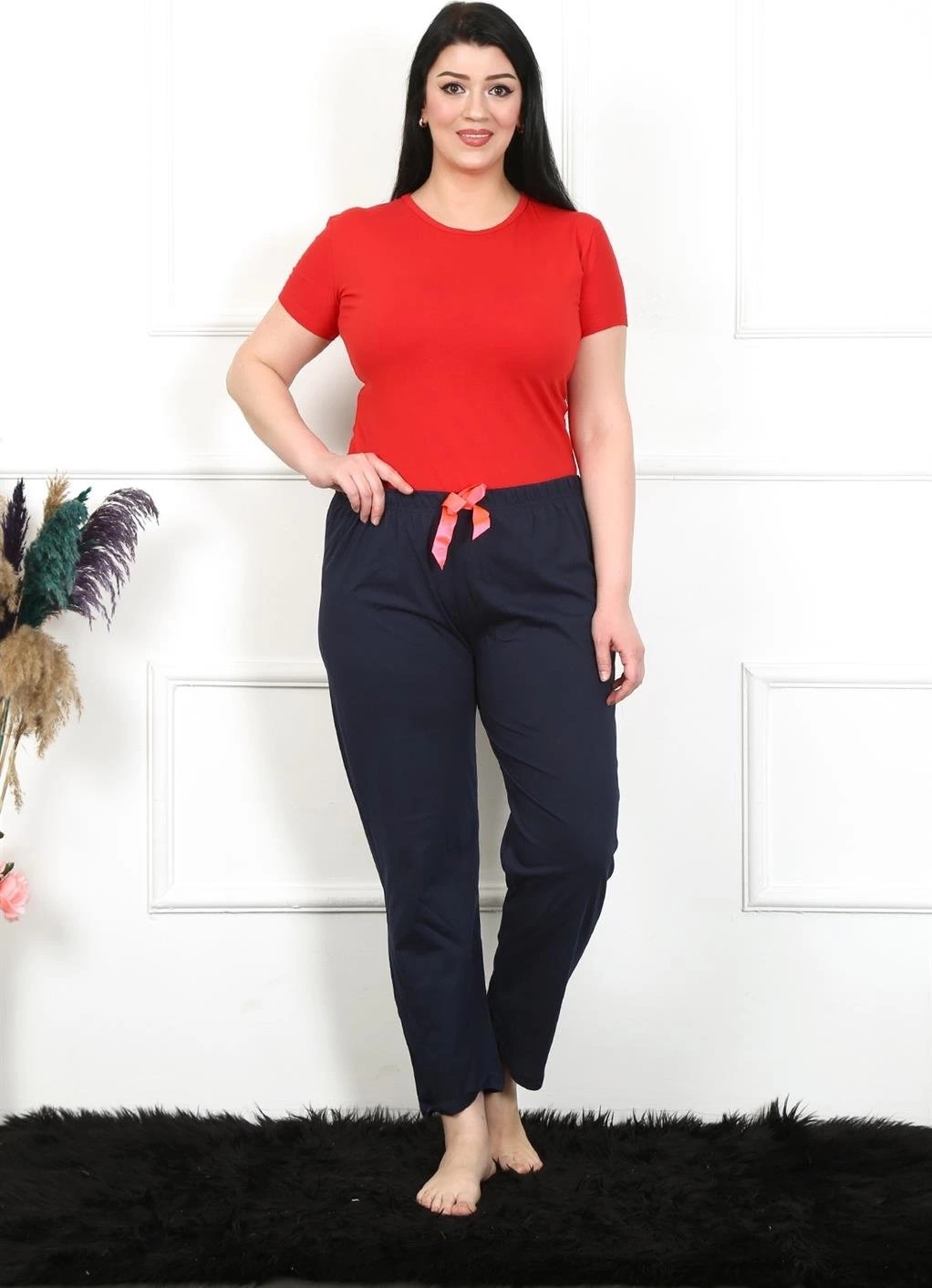 mery Kadın Pamuklu Büyük Beden Alt Pijama Lacivert Mery görsel 2