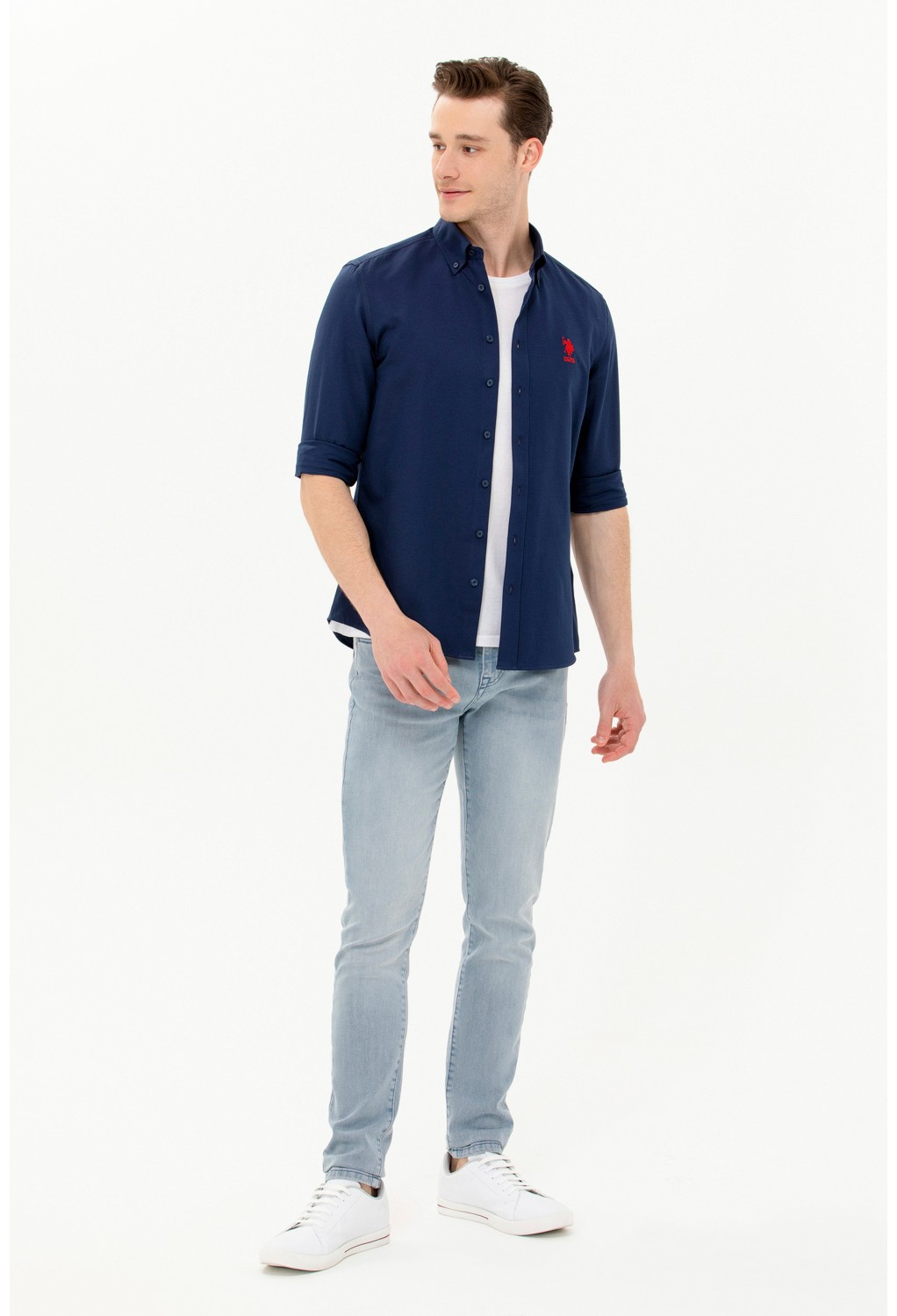 U.S. Polo Assn. Erkek Beyaz Gömlek Basic 50262932-VR013 görsel 4