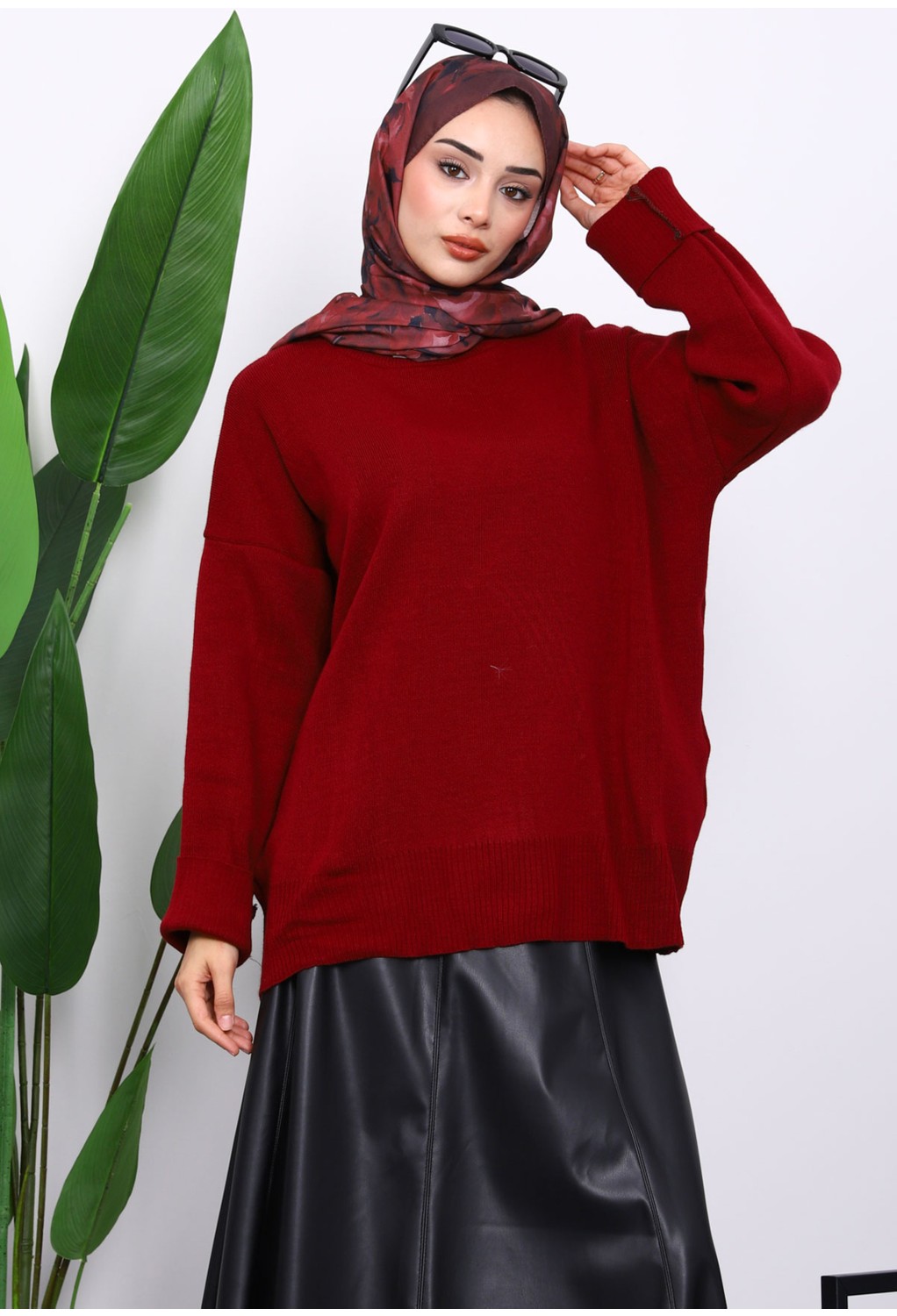 İmaj Butik Antrasit Bisiklet Yaka Yumuşak Dokulu Oversize Triko Kazak görsel 3