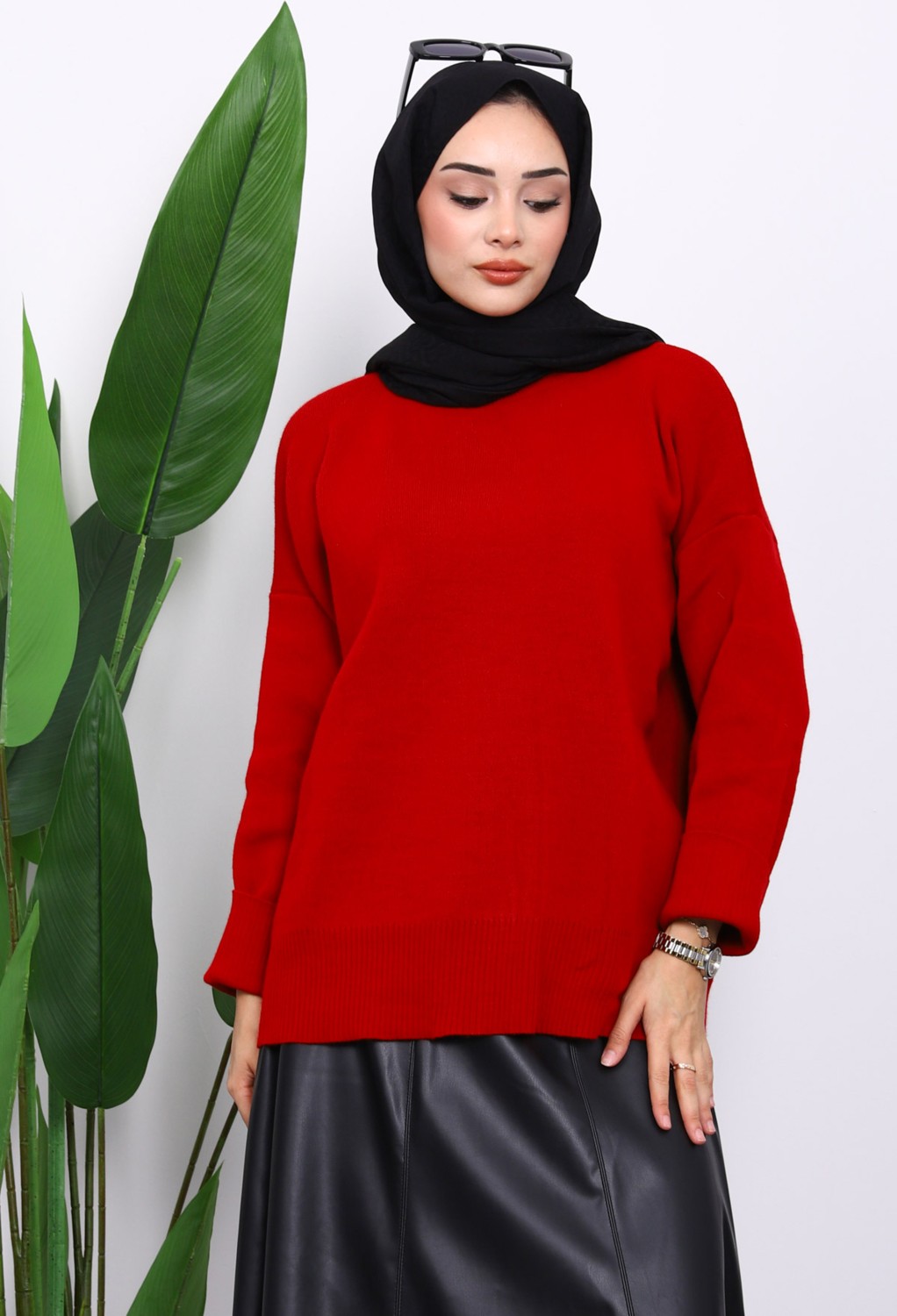 İmaj Butik Antrasit Bisiklet Yaka Yumuşak Dokulu Oversize Triko Kazak