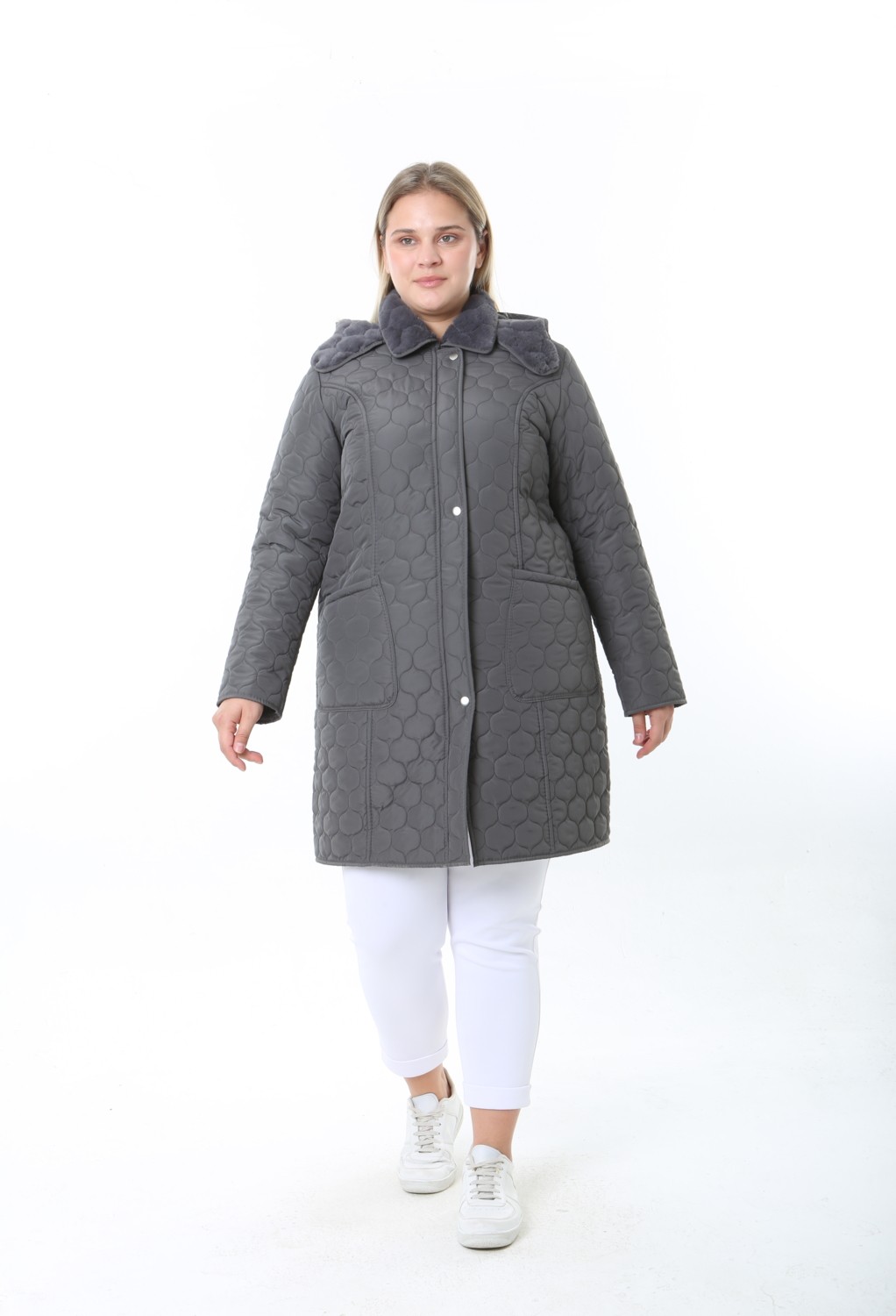 TUTveAL Collection İthal Yumuşak Kürklü Mont, Büyük Beden , Tavşan Tüylü Kaban, Su Itici Mont,kapitone Mont,diz üstü