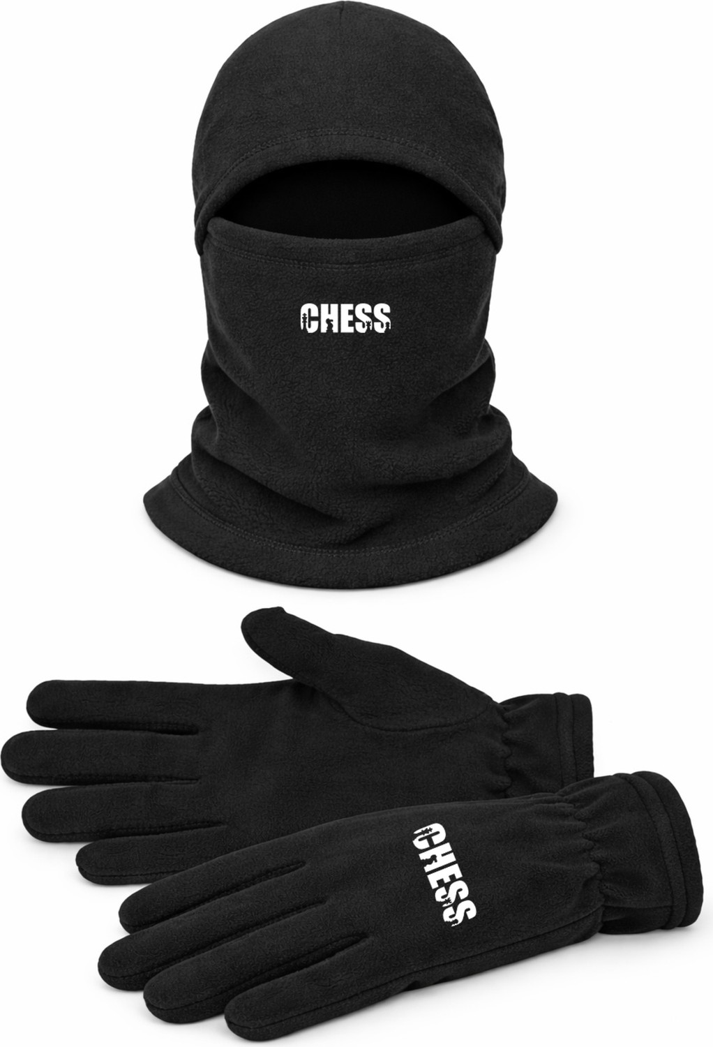 Özbience Satranç Polar Uzun Eldiven ve Kar Maskesi Seti, Unisex, Renkli ve Konforlu