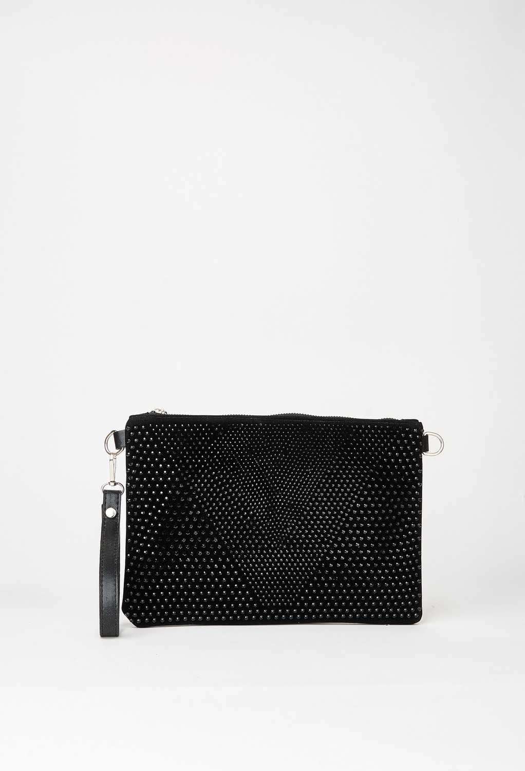 Vivaq Kadın Siyah Taşlı Süet Bilek Askılı ve Zincir Askılı Portföy El ve Clutch Çanta