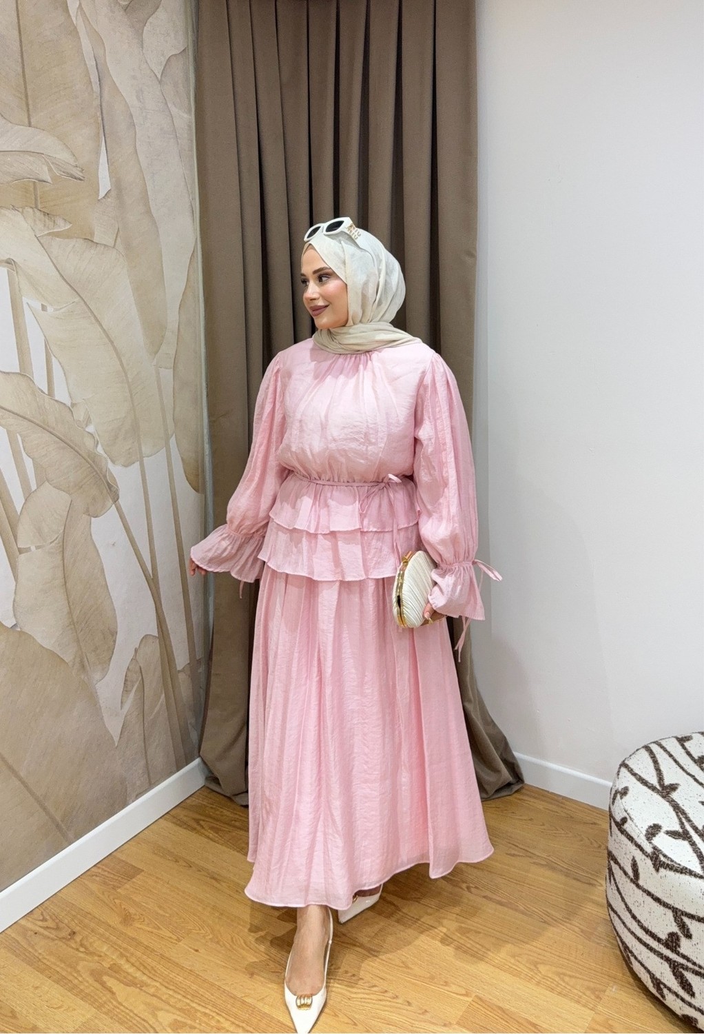 Salisburys Molly Nelly Kol ve Eteği Kat Kat Astarlı Etek Takım görsel 4