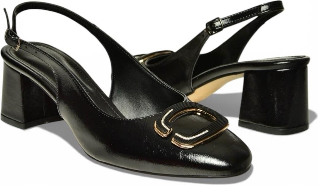 Fox Shoes Y820310160 Siyah Rustik Kalın Topuklu Kadın Ayakkabı görsel 3