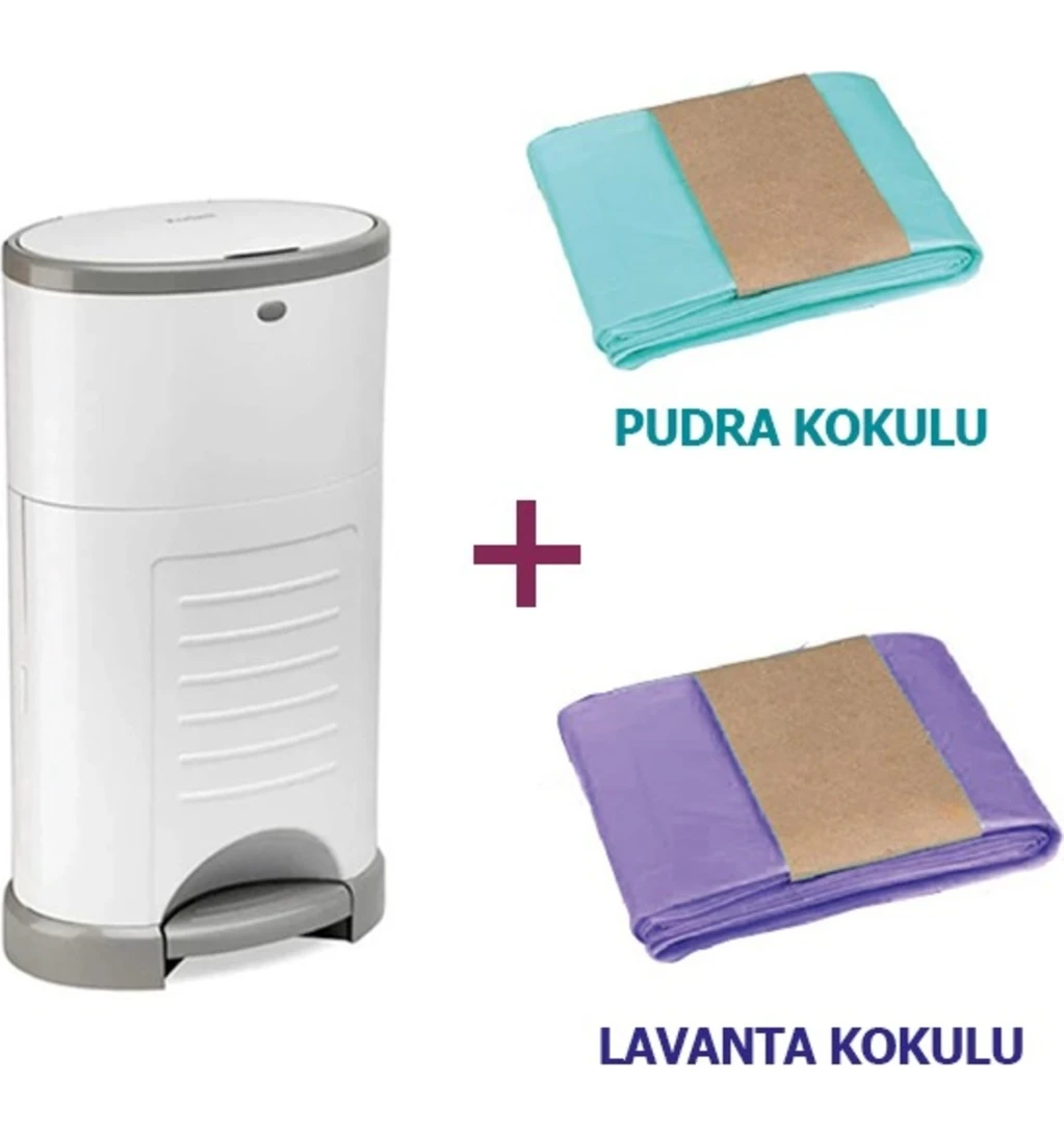 Resim 16 Lt Bebek Bezi Çöp Kovası ve Lavanta-Pudra Kokulu Çöp Poşeti Seti 