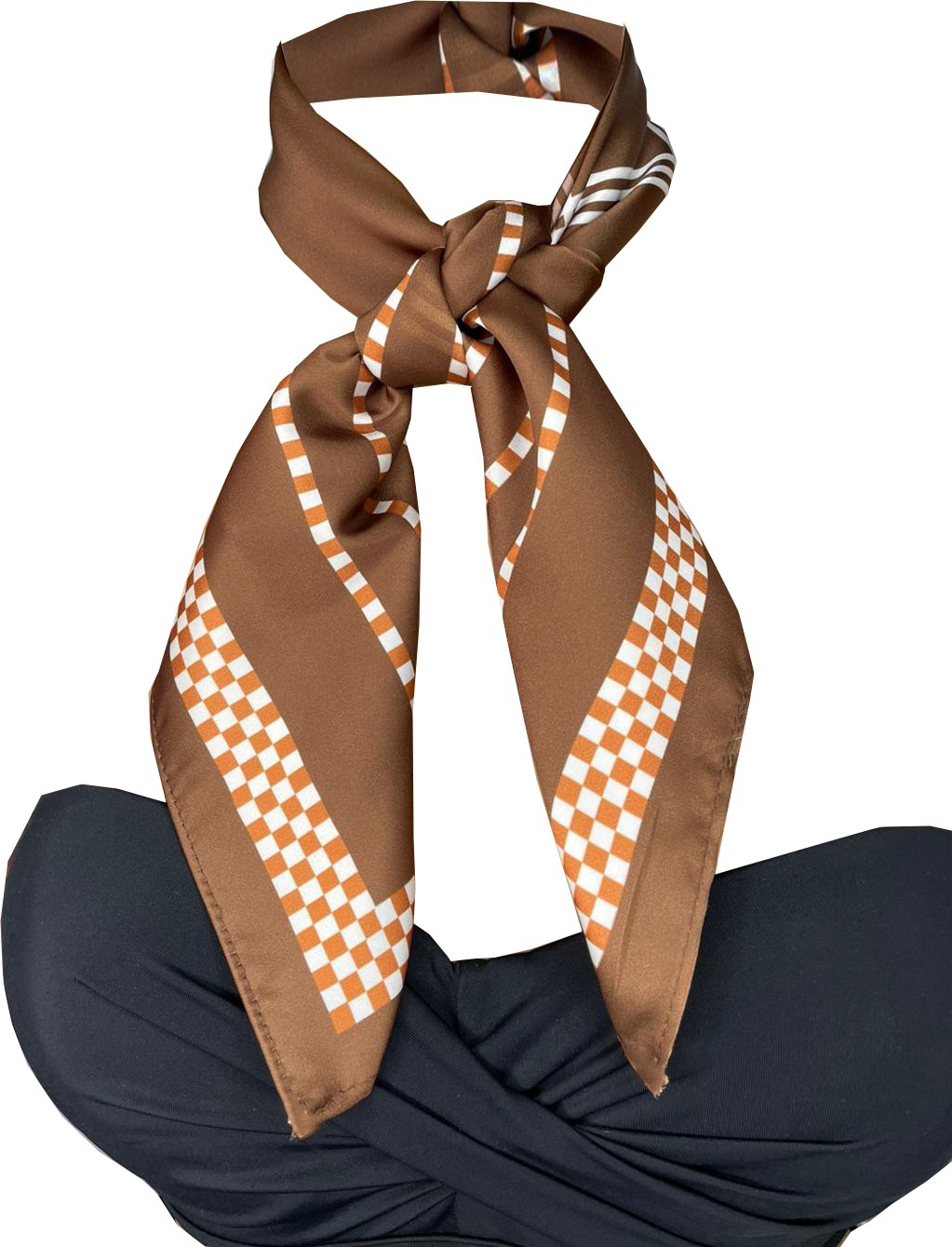 Bolder Nil Scarf Brown/ecru 70*70 cm Fular Eşarp görsel 5