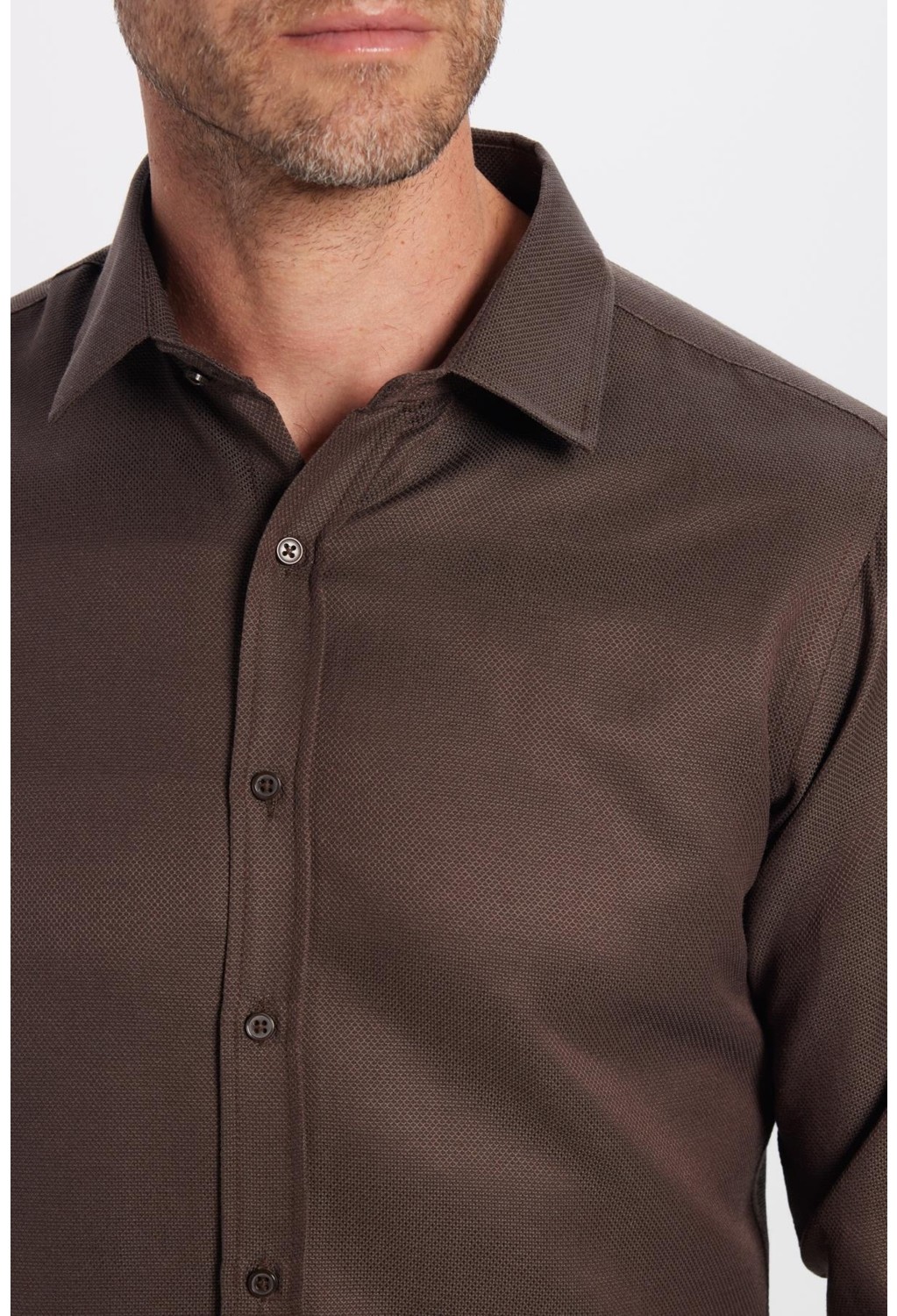 Tudors Modern Slim Fit Uzun Kollu Pamuklu Kolay Ütü Armürlü Erkek Mavi Gömlek görsel 4