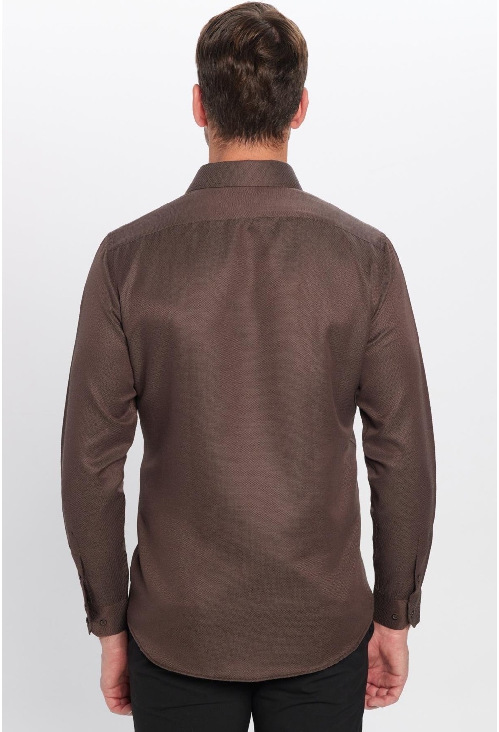 Tudors Modern Slim Fit Uzun Kollu Pamuklu Kolay Ütü Armürlü Erkek Mavi Gömlek görsel 5