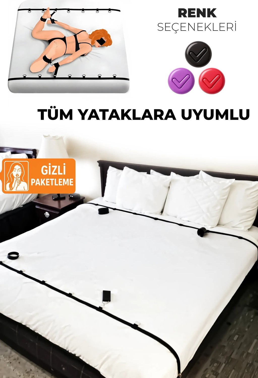 Heleni Sex Kelepçesi Bdsm Sınırlama Seti, Çiftler İçin Esaret ve Yatak Aksesuarı - Kırmızı