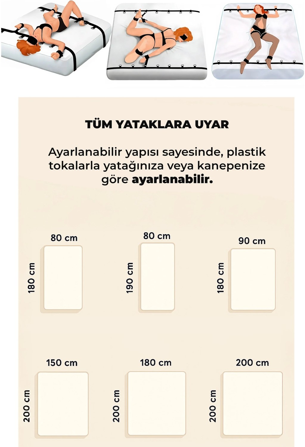Heleni Sex Kelepçesi Bdsm Sınırlama Seti, Çiftler İçin Esaret ve Yatak Aksesuarı - Kırmızı görsel 2