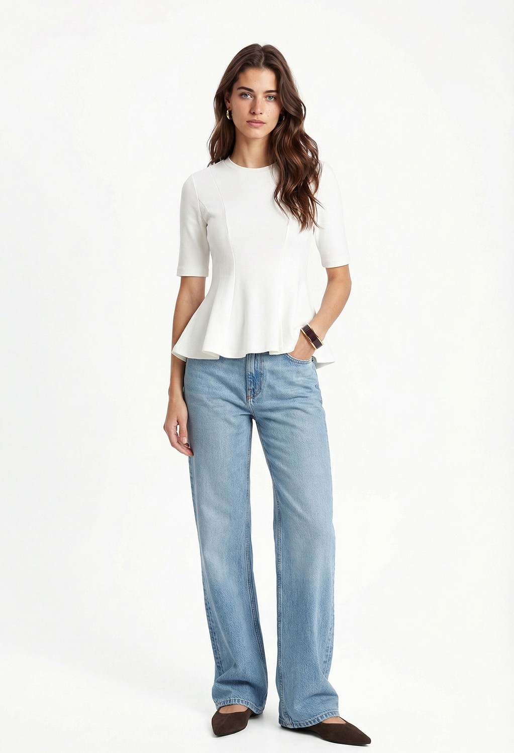 Ritnice Kadın Ella Beyaz Peplum Bluz