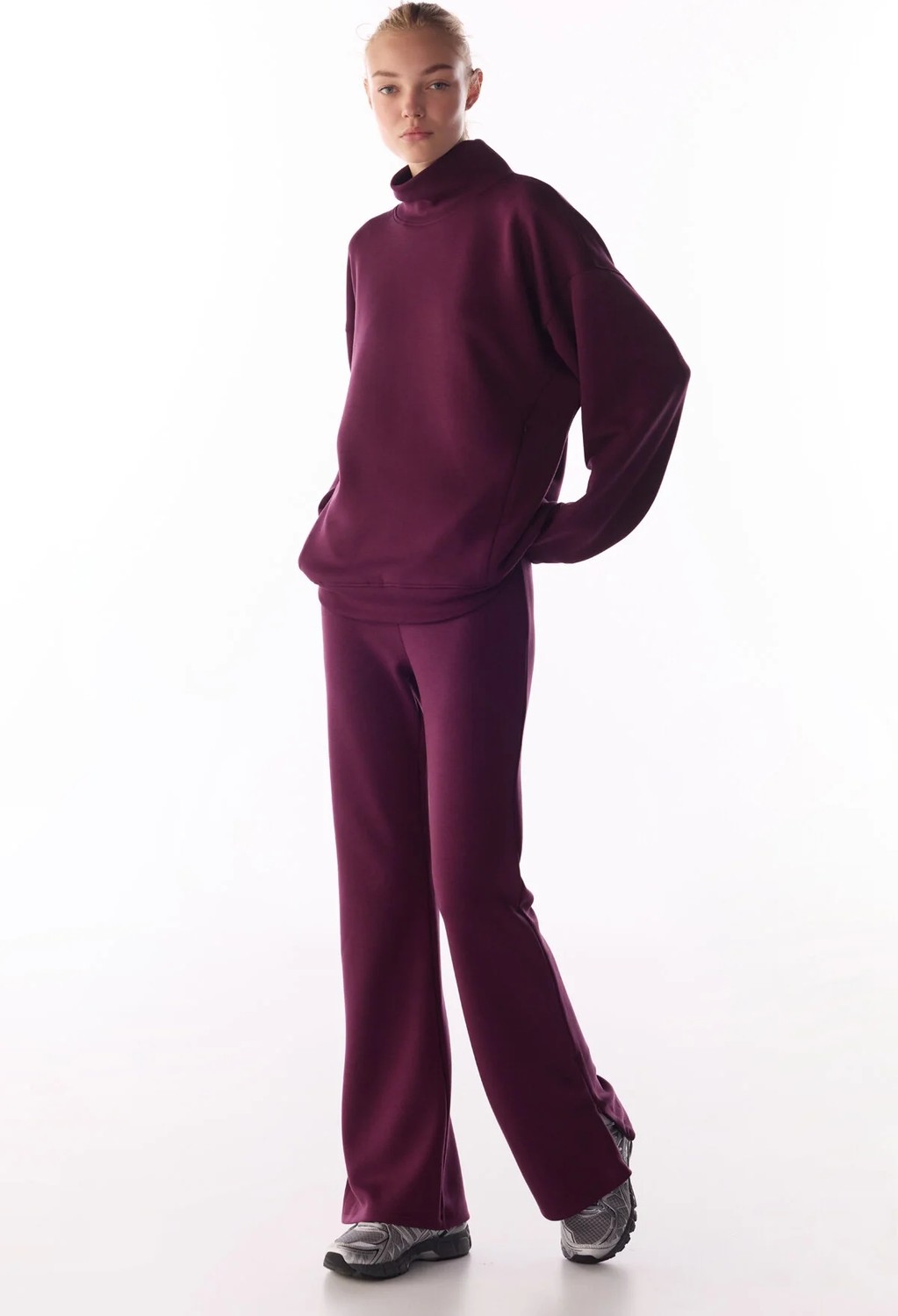Penti Bordo İpeksi Dokunuş Silky Touch Paça Detaylı İspanyol Paça (Flare) Pantolon görsel 4
