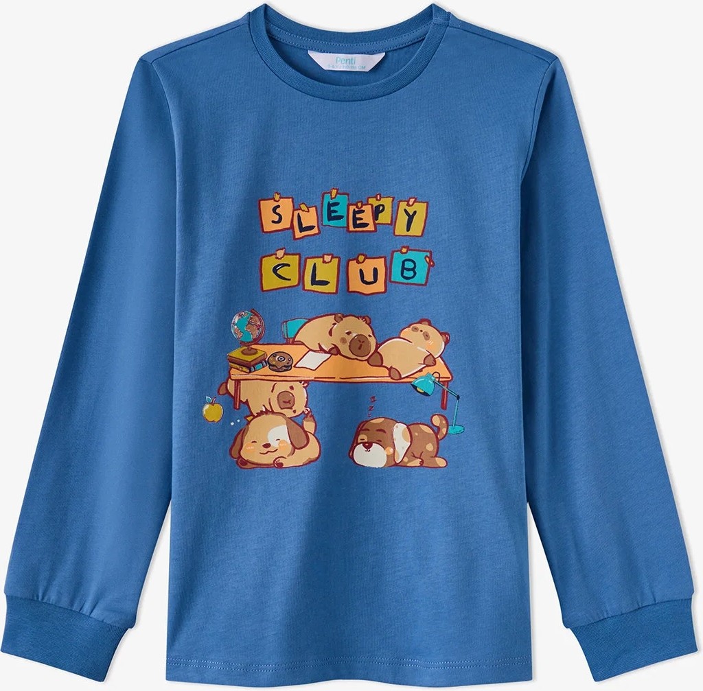 Penti Erkek Çocuk Mavi Sleepy Club Pamuklu Uzun Kollu 2'li Pijama Takımı görsel 3
