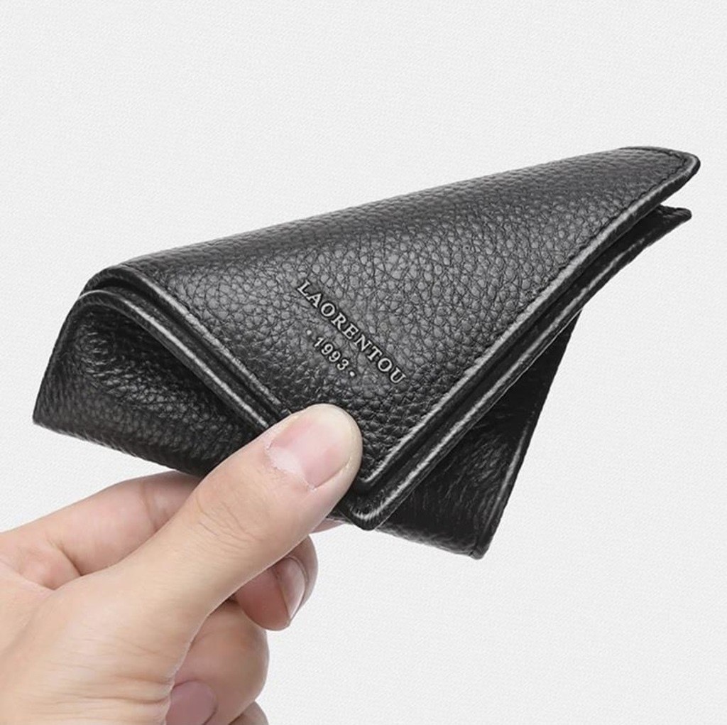 Laorentou Kartlık Bölmeli Erkek Cüzdan Hakiki Deri Siyah Minimalist Stil Hediye Seçeneği görsel 5