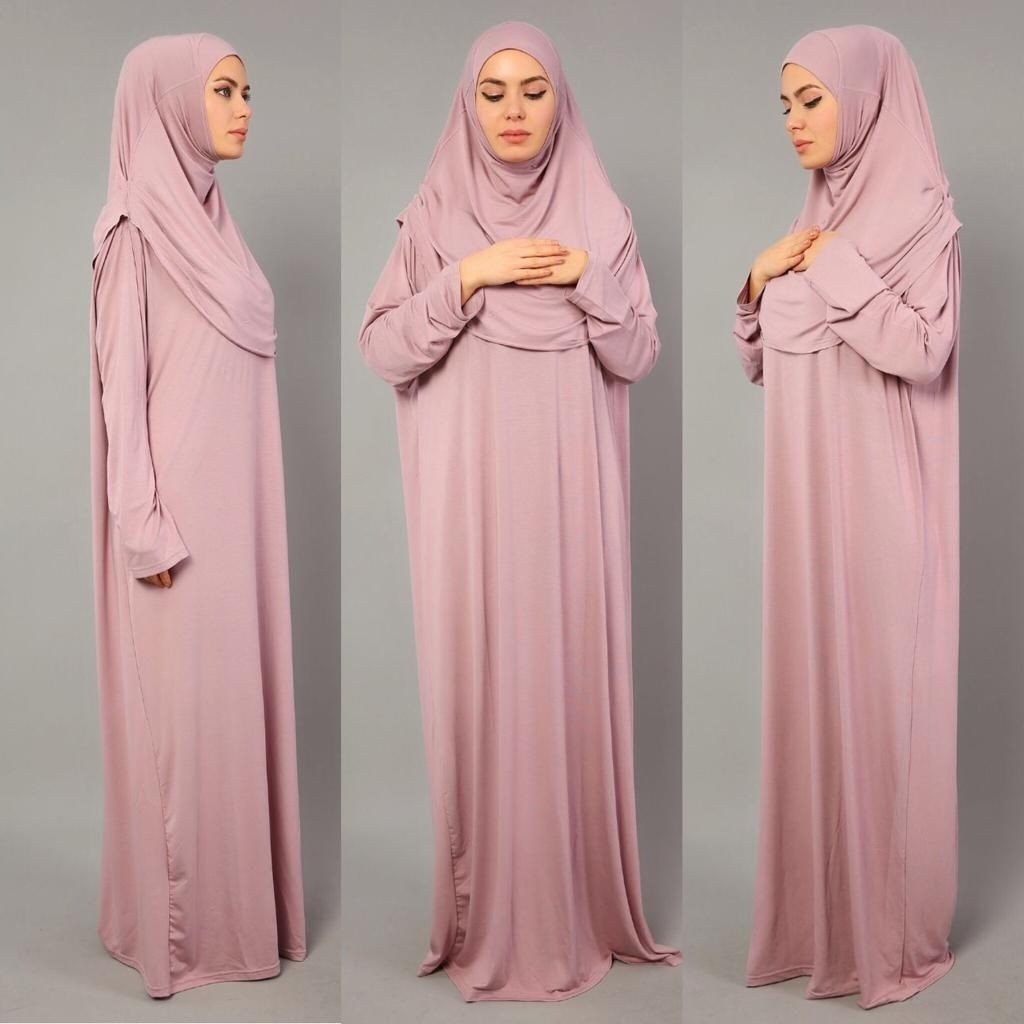 Mercan Hijab Mercan Tek Parça Pratik Namaz Elbisesi görsel 3