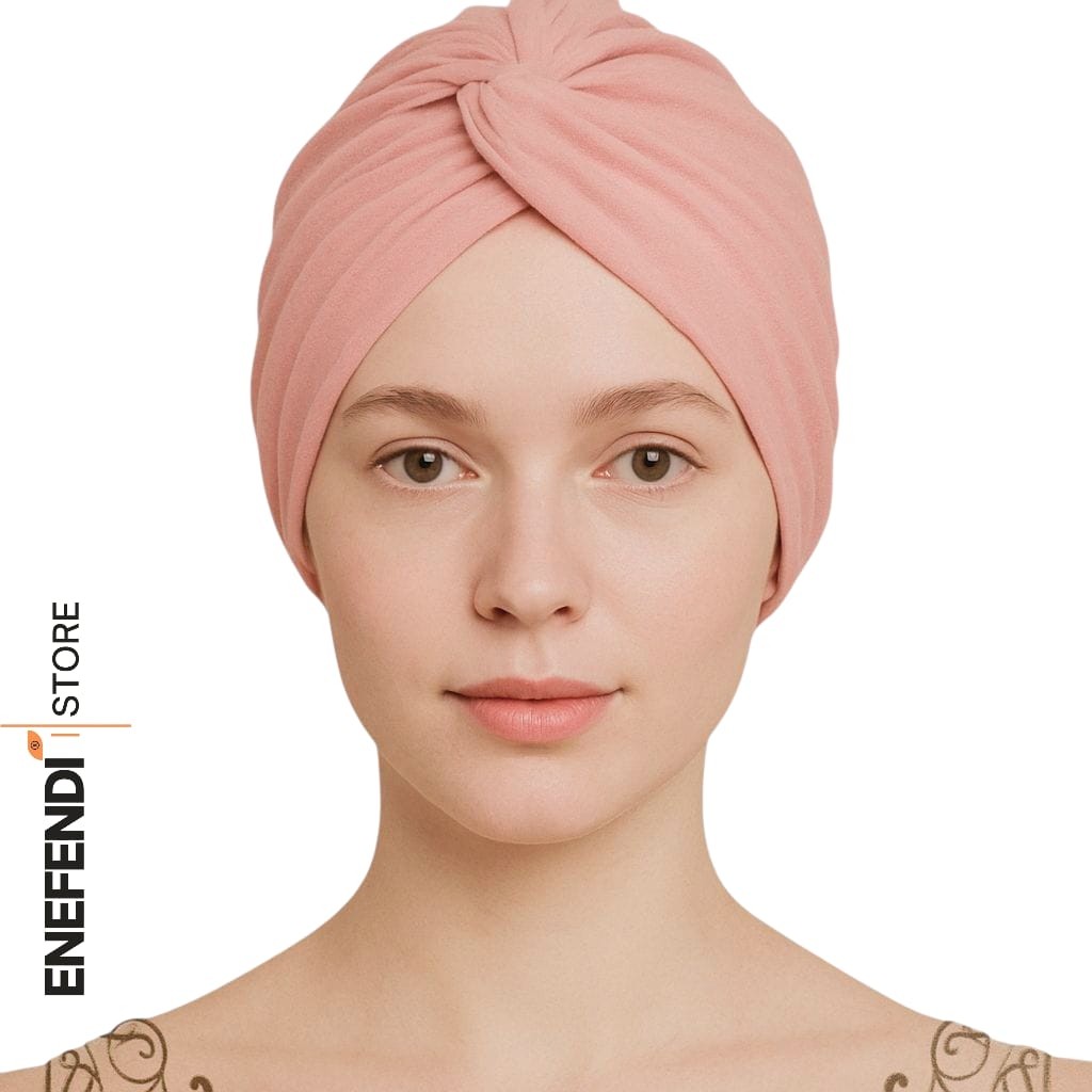 NF ND ENEFENDİ Pratik Sosyete Bone, ,süslü ,hazır Pratik ,geçmeli Tarz Pembe Hijab Sandy Kumaş
