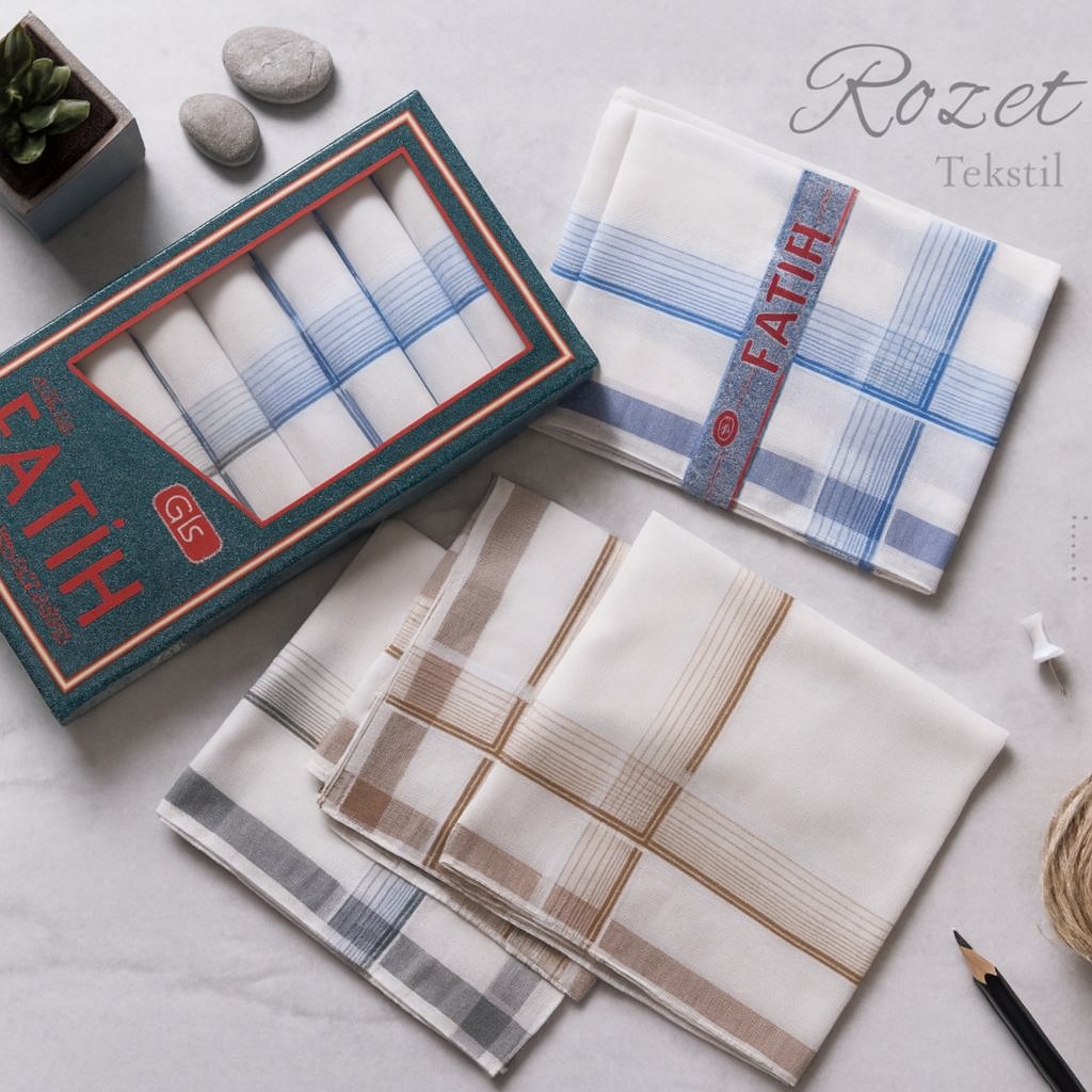 Rozet Tekstil Kutulu Kumaş Mendil 40X40 cm Düzine 12 Adet