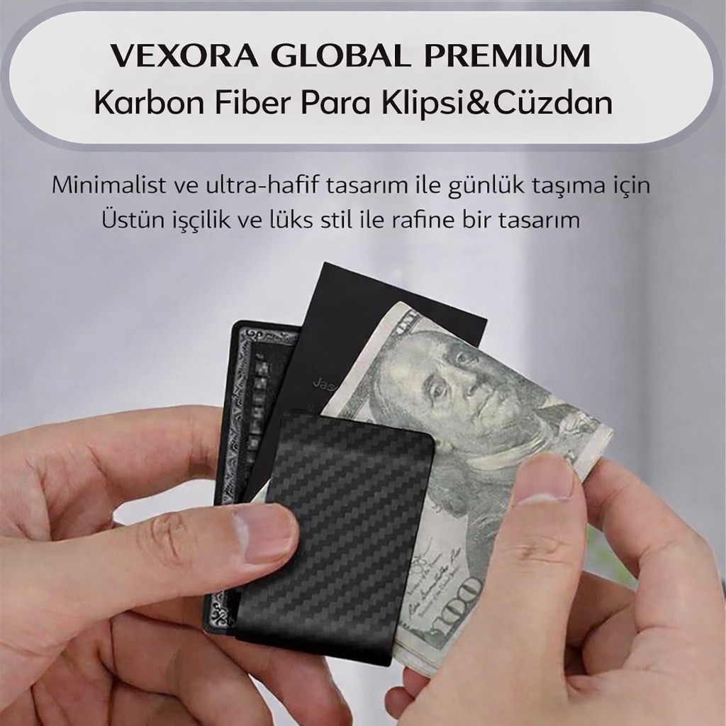 VEXORA GLOBAL Premium Para ve Kart Klipsi, Kart Tutucu, Para Tutucu, Ince Kartlık Erkek Aksesuar görsel 7