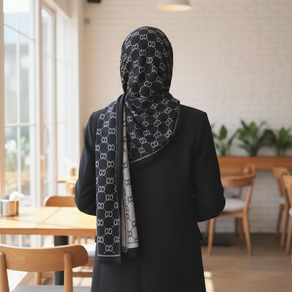 Revam Collection G Desen Çift Taraflı Ipeksi Kaşmir Şal görsel 4