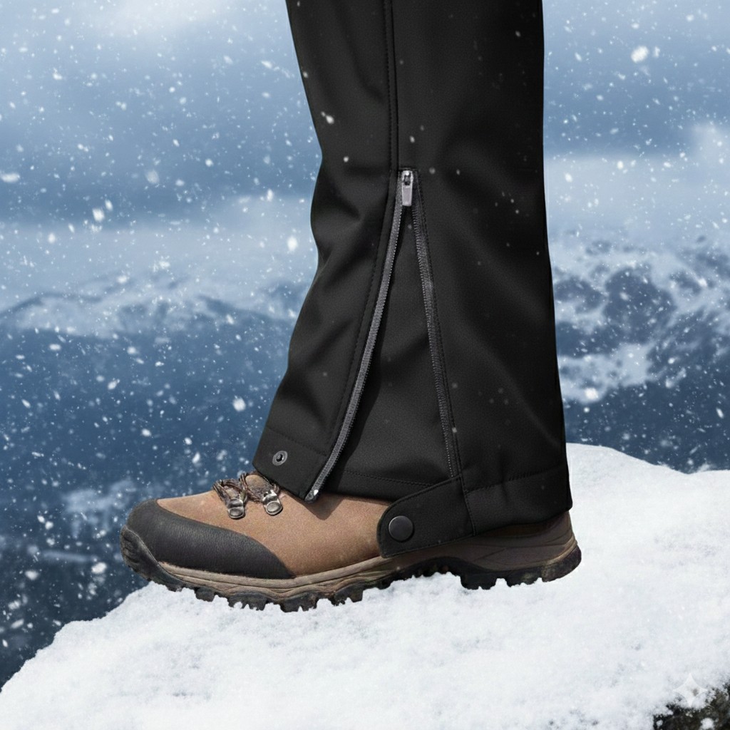 Snowmount Paça Fermuarlı Siyah Softshell Su İtici Rüzgar Geçirmez Outdoor Kışlık Pantolon görsel 4