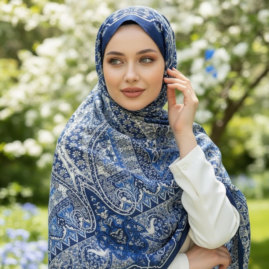 Revam Collection Retro Desenli Pamuk Soft Şal görsel 3