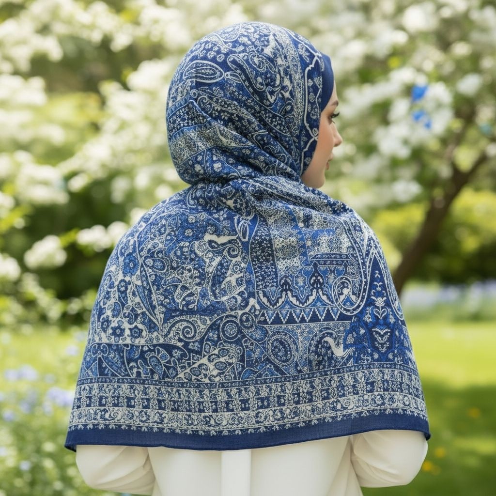 Revam Collection Retro Desenli Pamuk Soft Şal görsel 4