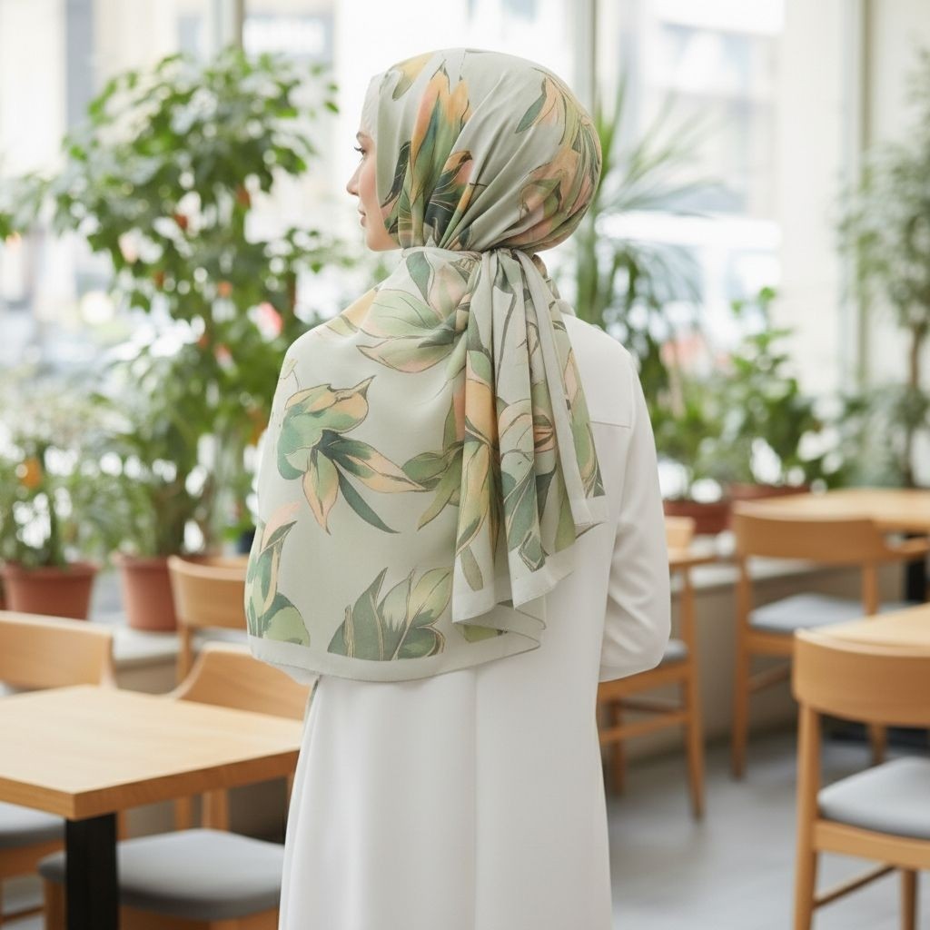 Revam Collection Gül Desen Yeşil Pamuk Şal Pamuksoft Kumaş Özellikleri ile Günlük Kullanım İçin görsel 3