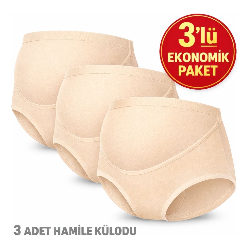 Qulat Yüksek Bel Hamile Külodu 3’lü Set, Karma Renk (Siyah/beyaz/ten) görsel 2
