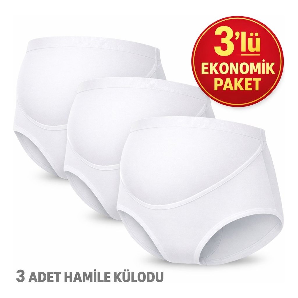 Qulat Yüksek Bel Hamile Külodu 3’lü Set, Karma Renk (Siyah/beyaz/ten) görsel 3