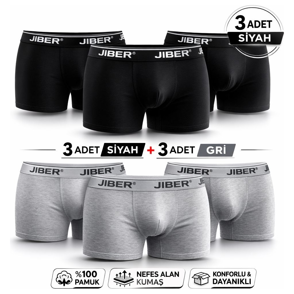 Jiber Erkek Likralı Boxer 6'lı Paket - 156
