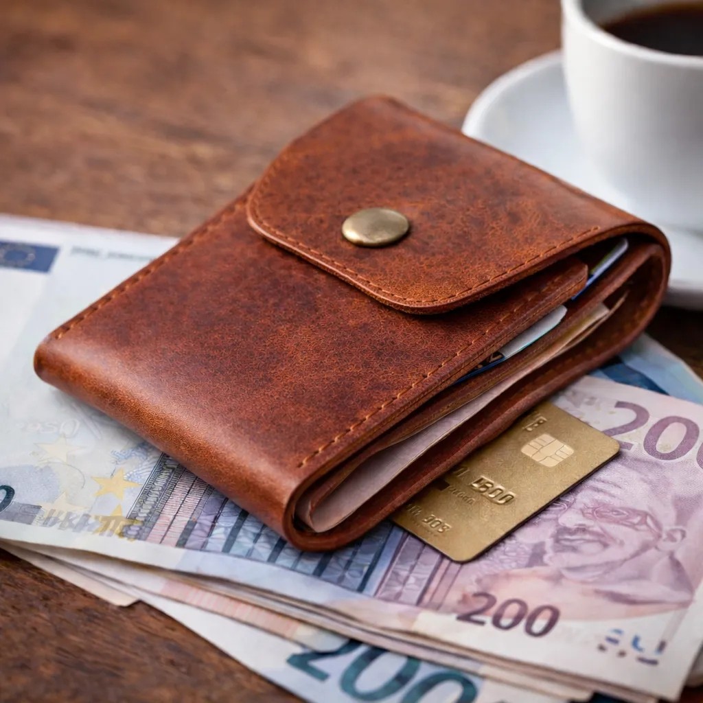 Bakani Leather El Yapımı Hakiki Deri Erkek Cüzdan, Çıtçıtlı Minimal Tasarım Kartlık Para Bölmeli görsel 4