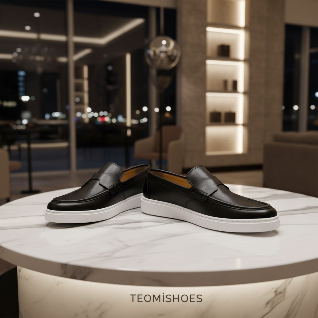 By Barretti Siyah Tek Kemerli Beyaz Taban Loafer görsel 6