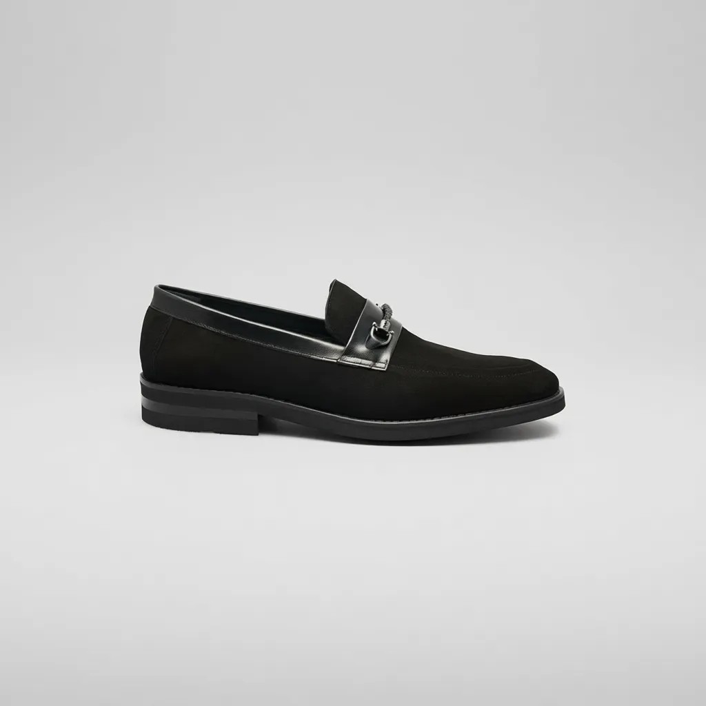 Cabani %100 Hakiki Deri Süet Siyah Toka Detaylı Erkek Loafer görsel 6
