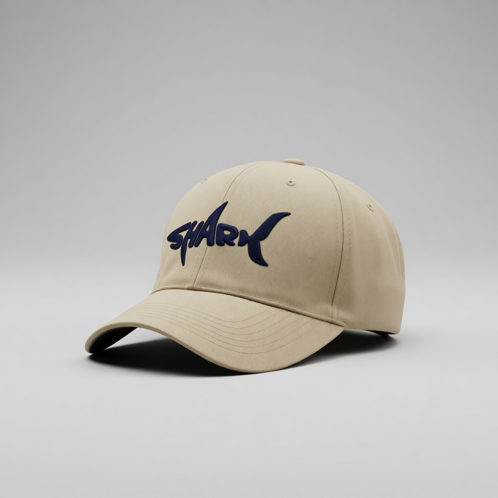 Quatex Shark Nakışlı Bej Şapka Pamuk Gabardin Unisex Model ile Şık Tasarım görsel 3