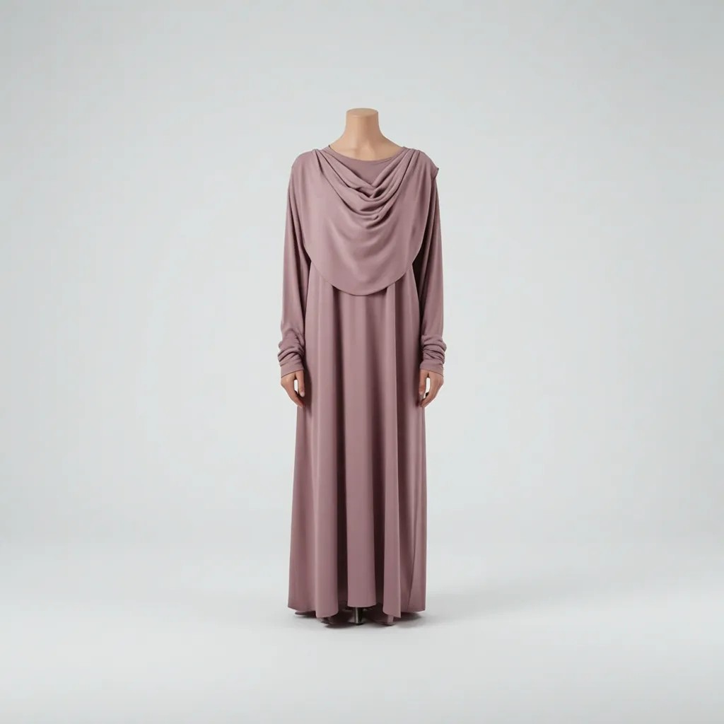 Dua Giyim Namaz Elbisesi Gül Kurusu Uzun Kol Polyester Karışımlı Düz Desenli Rahat Günlük Kullanım görsel 5