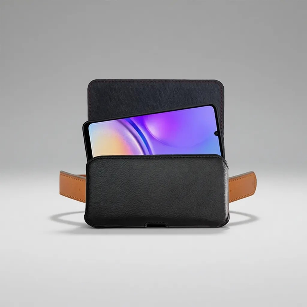 Exenar Samsung Galaxy A05 - A05S Kemer Kılıfı Siyah Suni Deri Kapaklı Mıknatıslı Ergonomik Tasarım görsel 8