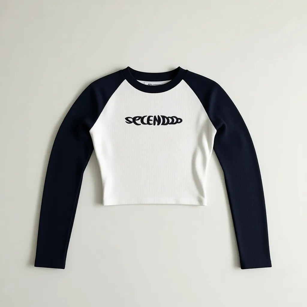 Köstebek Secendo Beyaz Raglan Uzun Kollu Crop Pamuklu Normal Yaka Kadın Bluz Kalıbı görsel 3