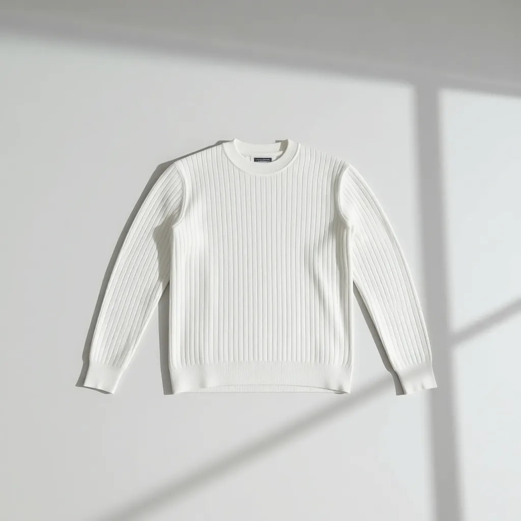 Tarz Cool Erkek Slim Fit Triko Kazak Beyaz Renk Bisiklet Yaka Uzun Kol Casual Stil görsel 8