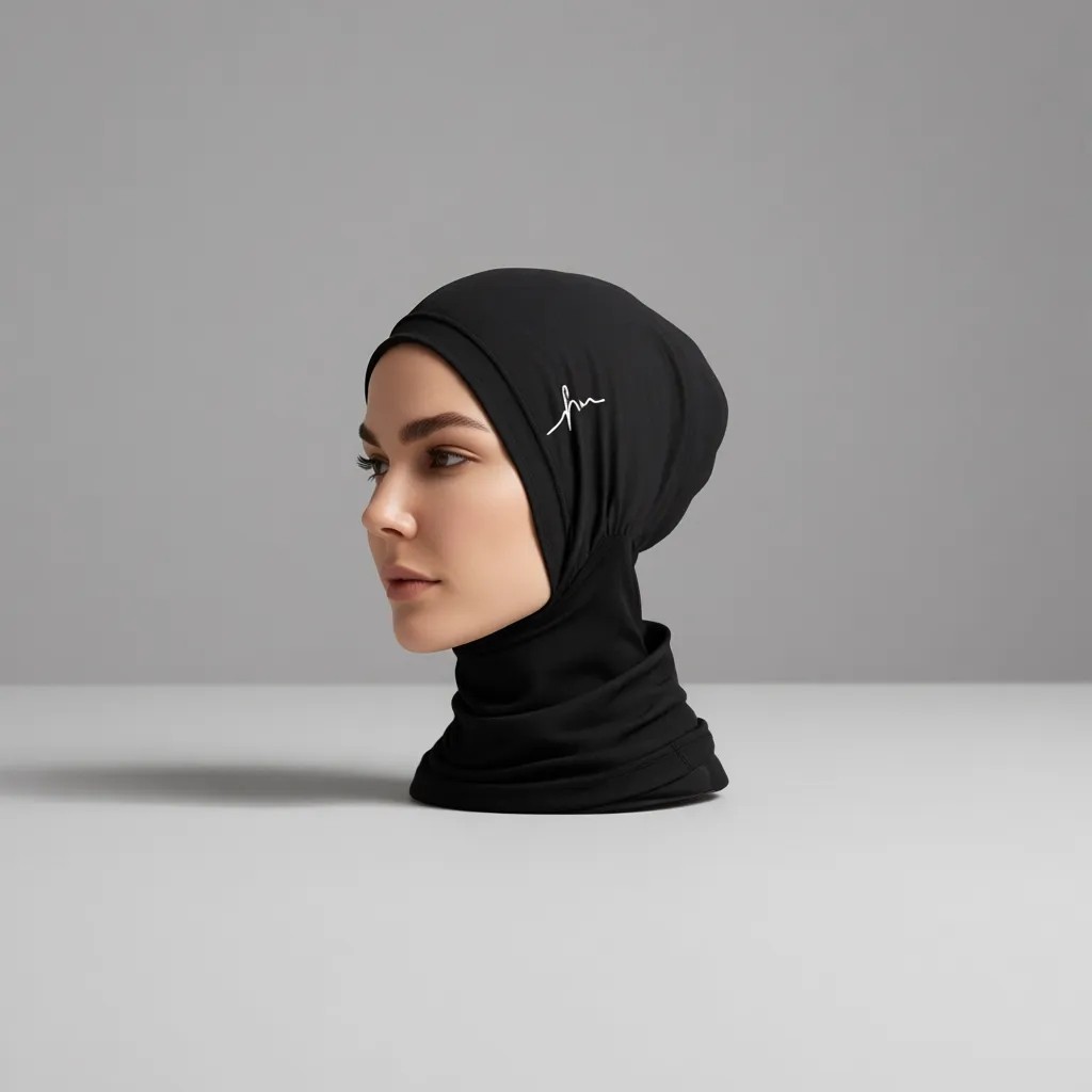 Haşema Siyah Tesettür Yüzücü Bone %100 Polyester Malzeme ile Esnek ve Nefes Alan Özellikte görsel 3