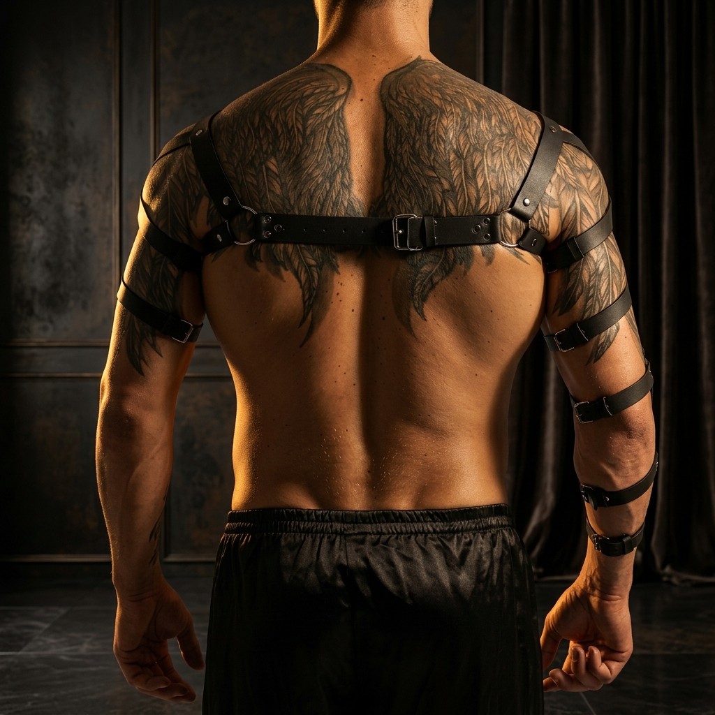 New Dreams Erkek Suni Deri Harness Göğüs Aksesuarı Fantezi Iç Giyim Kayışlı Tasarım, Ayarlanabilir Seksi Body Strap görsel 2
