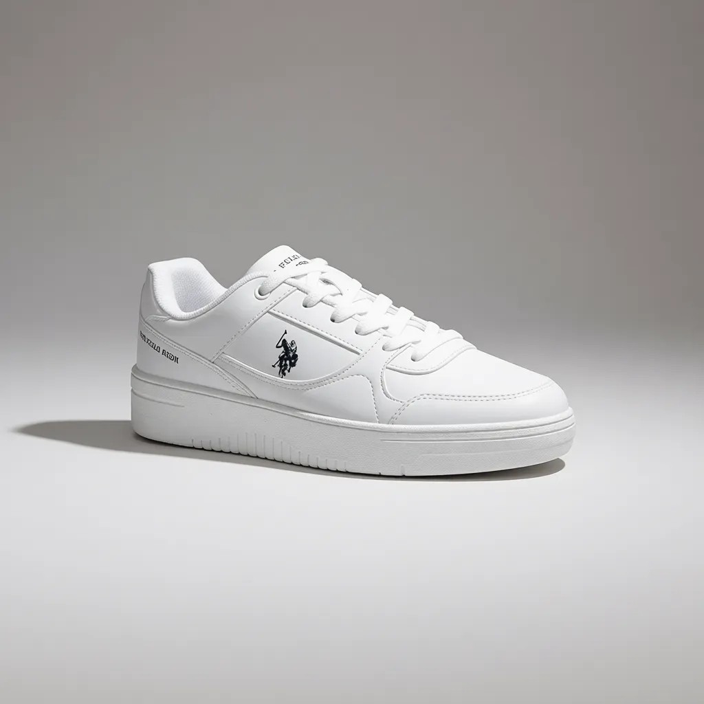 U.S. Polo Assn. Beyaz Erkek Sneaker Suni Deri Malzemeden Düz Tabanlı Spor Ayakkabı görsel 6